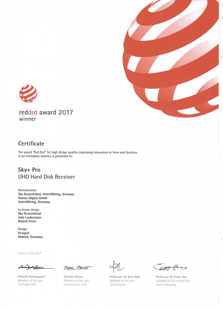 Auszeichnung Red Dot Award 2017