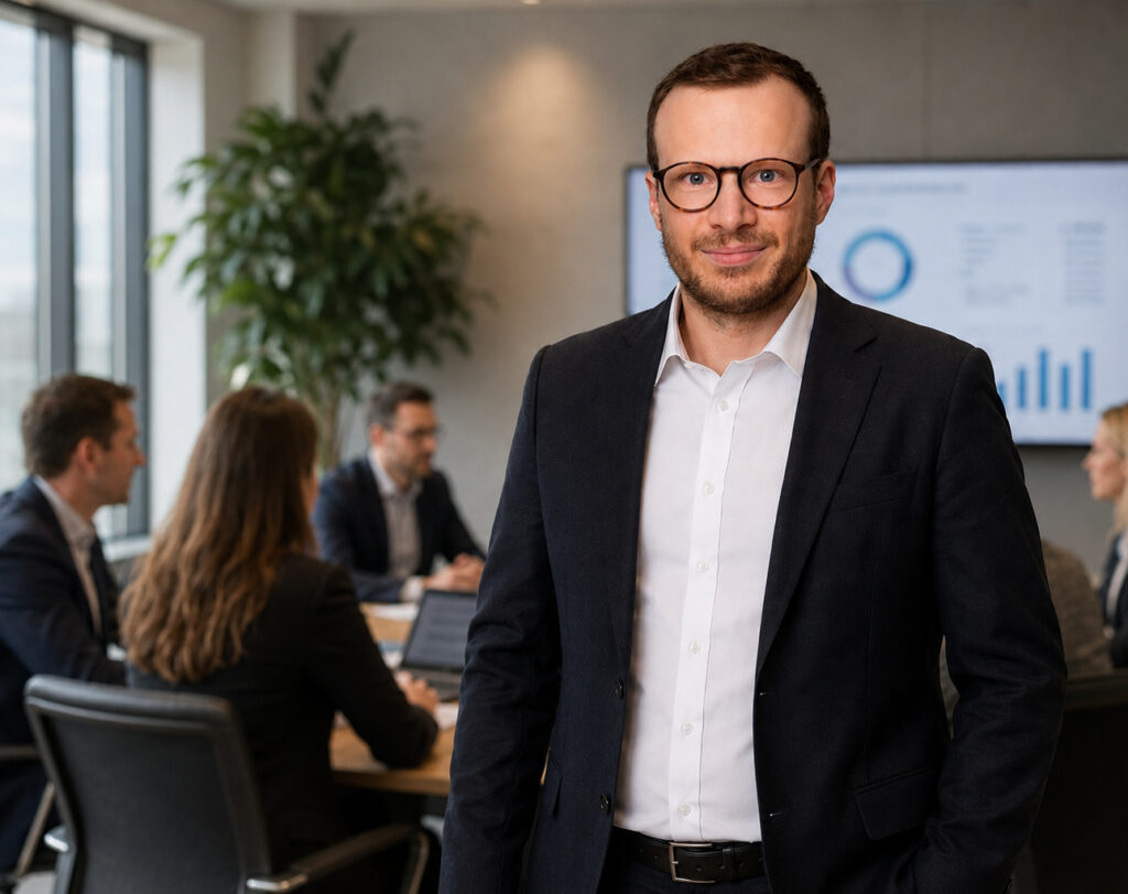 Damian Holmer bei einer strategischen Abstimmung mit Management und Führungskräften im Rahmen der Transformation der itl-Gruppe